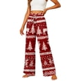 thumbnail image 3 of Lumtrix Christmas Pants Women Cute Funny Christmas Pattern Pajamas Casual Elastic Waist Pant Fall Pajama Red L, 3 of 6