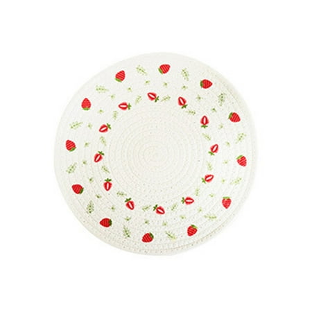 

Papaba Insulation Pad Easy to Clean Woven Durable Strawberry Pattern Pot Holder