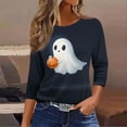 thumbnail image 6 of Hvot&aat Halloween Shirts for Women Funny Cute Ghost Graphic Sweatshirts Halloween Pumpkin/Bat/Spiderweb Prints Loose Casual T-Shirts, 6 of 6