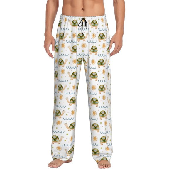 Easygdp Sea Turtle Basking in the Sun Men's Pajama Pant, Sleep Elastic Waistband Lounge Pants - Small