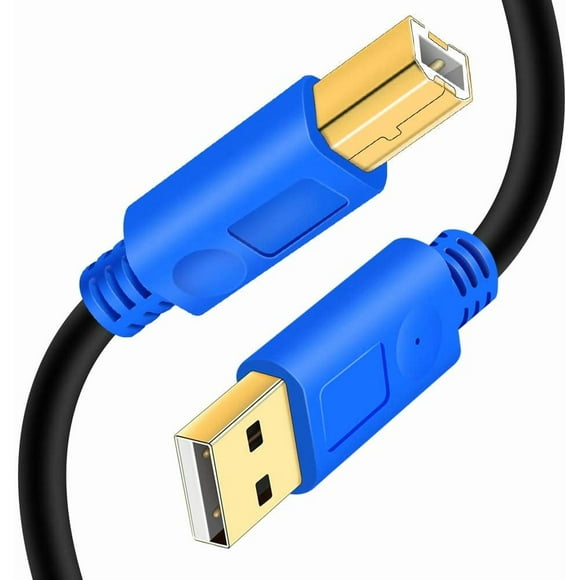 ABDFHE-Printer Cable 15Ft, USB 2.0 High Speed Gold-Plated Connectors Printer Scanner Cable Cord A Male to B Male for HP, Canon, Lexmark, Dell, Xerox, Samsung etc (Blue)