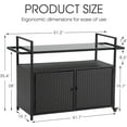 thumbnail image 2 of AENKYO Outdoor Bar Cart with Storage Cabinet, Glass Top, All-Weather Wicker Patio Serving Table with Wheels, Black, 2 of 10