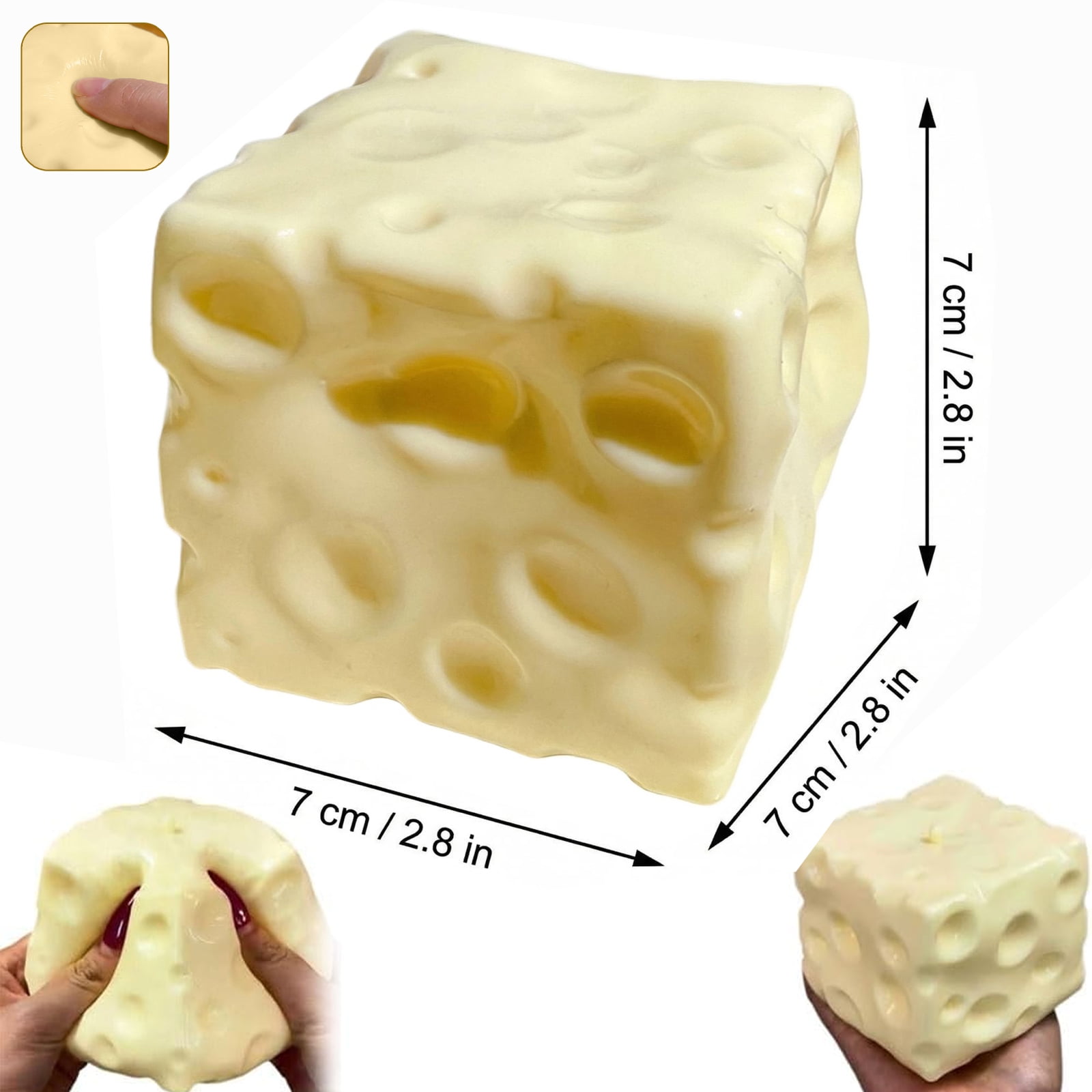 Squishy Cheese Cheese Squishy Cube Block Squeeze Toy Soft Slow Rising Stress Ball Fidget Sensory Squeezy for Stress Relief Relaxation Desk Play Adults Gift