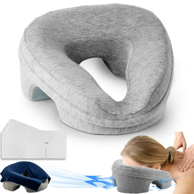 Almohada reposacabezas para masaje VVB para boca abajo con funda desmontable, gris