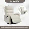 thumbnail image 5 of Leumius Manual Recliner Chair with Massage and Heat for Adult,360° Swivel Rocker Chair with Ergonomic High Backrest,Glider Recliner Nursery Chair with Side Pockets for Living Room,Beige Chenille, 5 of 7