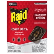 Raid Double Control Large Roach Baits, Kills Cockroaches and Bugs, 8 Bait Stations