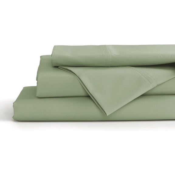 100% Cotton Percale Sheet Set Queen Sage Deep Pocket 15" Fitted Flat 2 Pillowcases