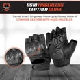 thumbnail image 2 of Daniel Smart Cowhide Leather Gloves – Fingerless Men Motorcycle Gloves with Gel Palm and Hard Knuckles, 2 of 6