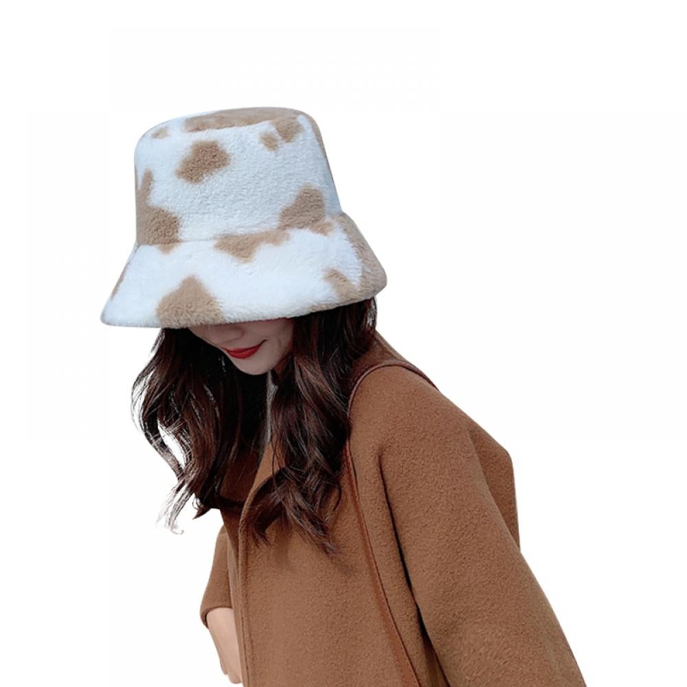 Women's Milk Cow Print Faux Fur Bucket 