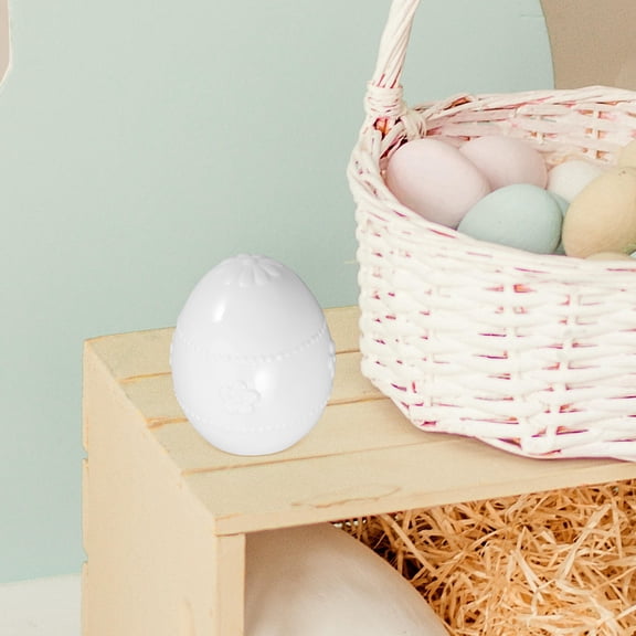 Masteelf White Ceramic Easter Egg Decorations Elegant Home Decor for Easter Table 4.5 Inches