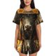 thumbnail image 1 of Fotbe Sunflower Cowboy Hat Cow Conjunto de Pijama Estampado para Mujer, 2 Piezas, Ropa de Dormir con Camiseta de Manga Corta y Shorts Suaves-Small, 1 of 6