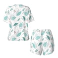thumbnail image 5 of Naloa Leaf Print Green Women's Short-Sleeved Pajama Set, Loungewear, Summer pajamas, Breathable Cozy - Large, 5 of 9