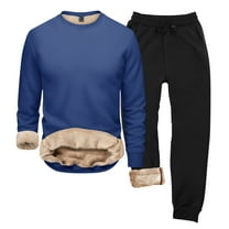 TBWNWG Men's Thermal Underwear Set Round Neck Hoodie Loose Fit Solid Color Comfort Winter Autumn Base Layer,Size XL