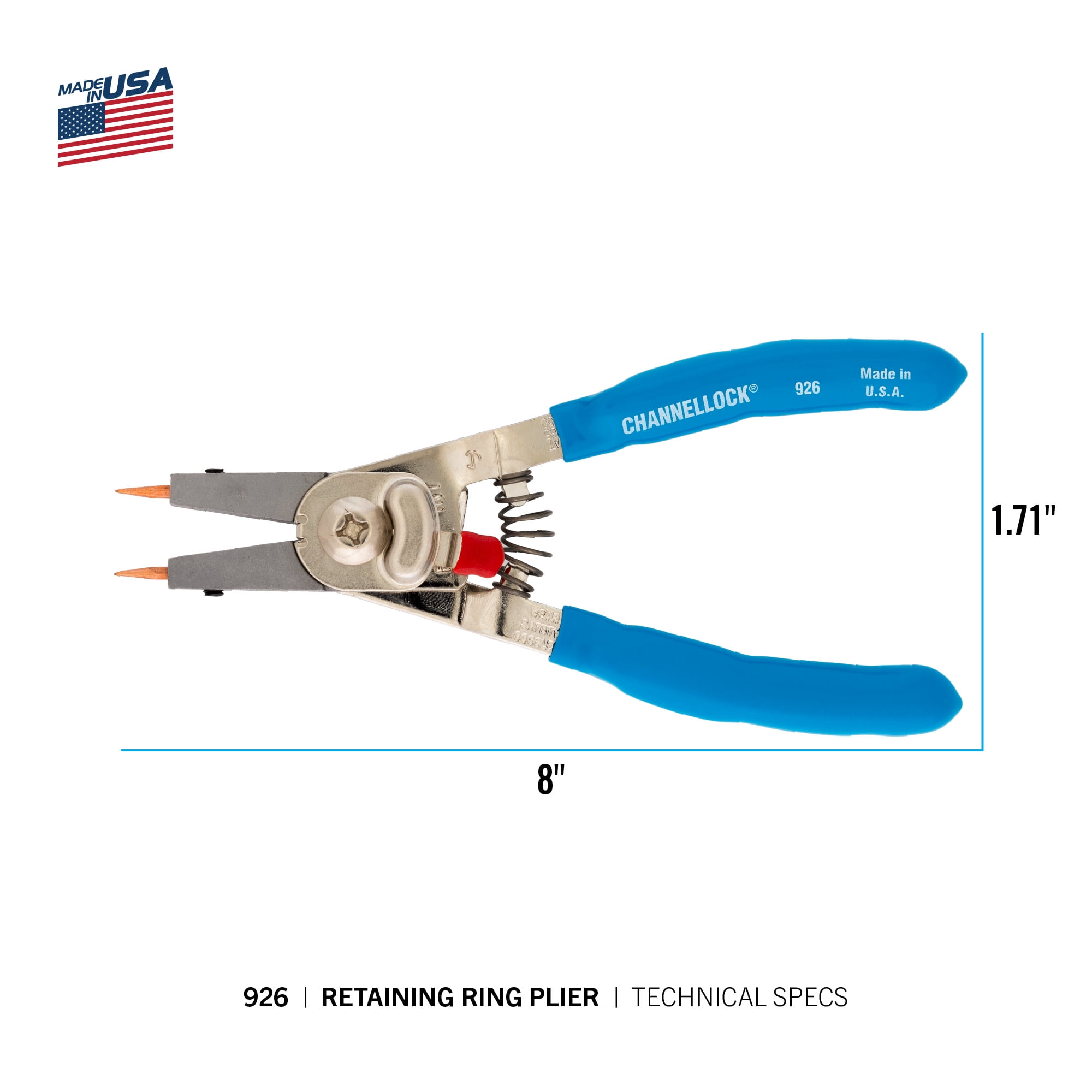 CHANNELLOCK 6-inch Convertible Retaining Ring Pliers, Ideal for Snap Rings and Circlip, Made in USA (926)
