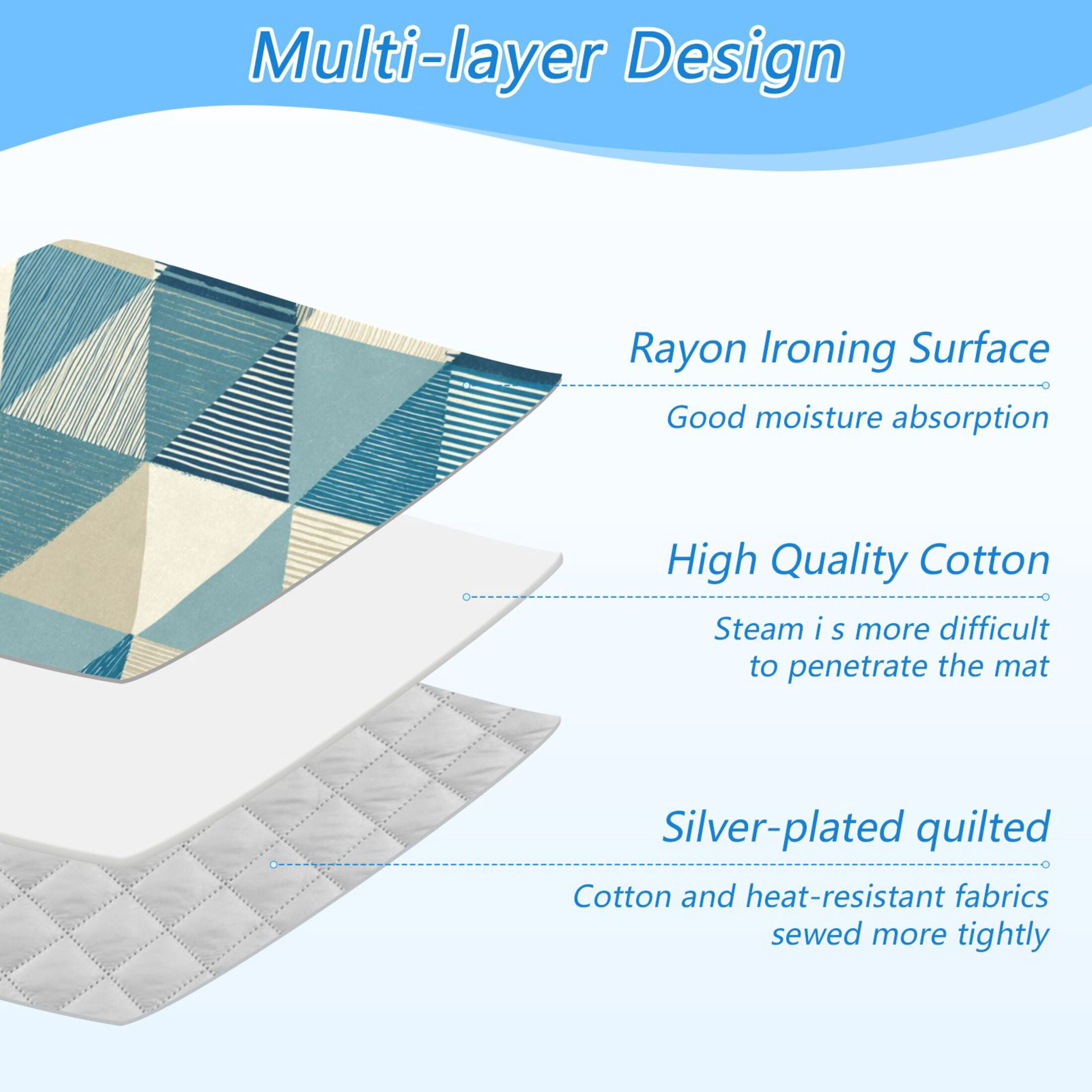 Triangles with Stripes Ironing Mat Blanket Portable Travel Ironing Pad Heat Resistant Pad 47.2" x 27.6”