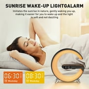 GPED Bluetooth Atmosphere Lamp Alarm Clock, 15W Fast Wireless Charger, Dimmable Night Light