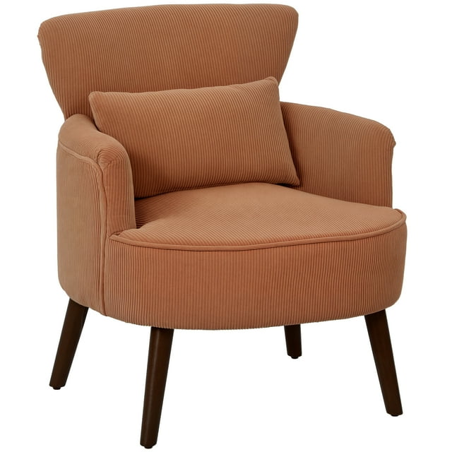 HOMCOM Fauteuil d'Appoint Rembourré avec Pattes en Bois pour Salon, Orange