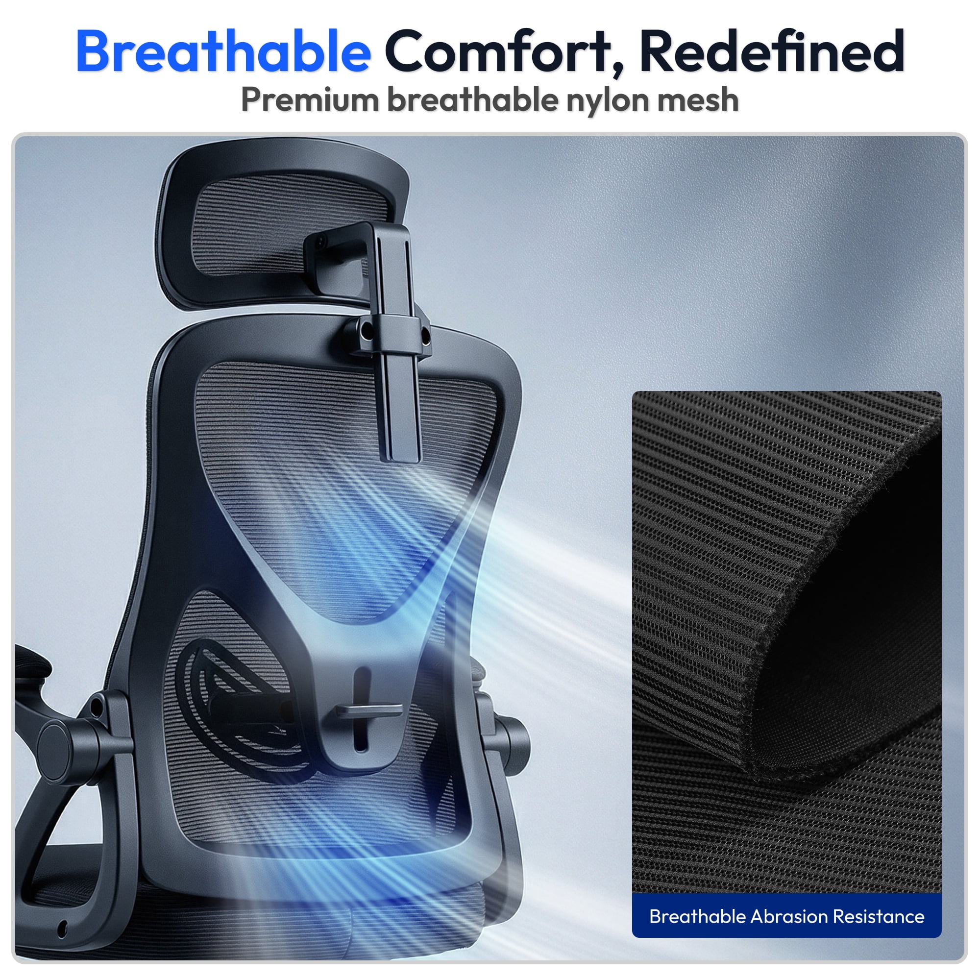 Ultifit Adult Farbic Adjustable Headrests and Adjustable Armrests Ergonomic Office Chairs Black 300lbs