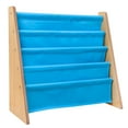 thumbnail image 2 of Wildkin Vegan Leather Original Sling Bookshelf - Natural Wood w/ Blue, 2 of 5