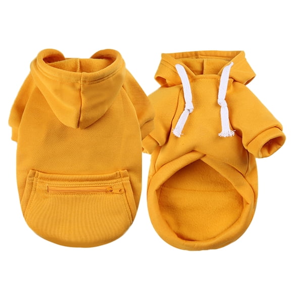 CICRKHB Practical Pocket Dog Jacket, Zipper Pocket Size Dog Clothes, Pet Dog Cold Weather Coat with Pocket Winter Dog Hoodie Warm(Yellow, L)