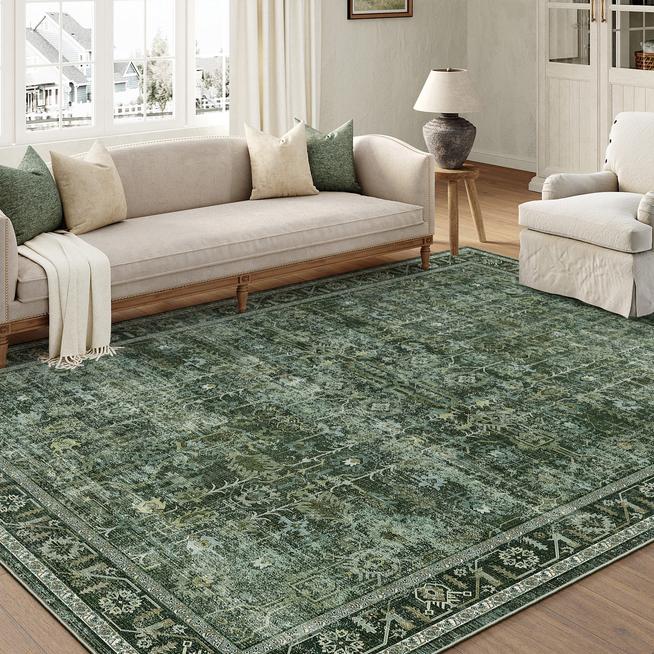 WIPONKEN 9x12 Area Rugs for Living Room Bedroom Dining Room Office Farmhouse, Machine Washable Non Slip Vintange Persia Rug