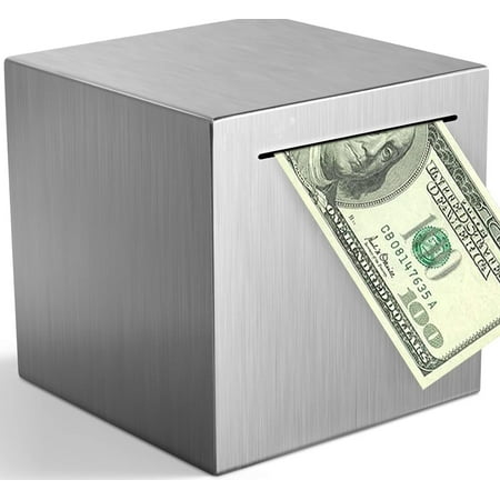Piggy Bank Stainless Steel Savings Bank to Help Budget and Save Must Break to Access Money