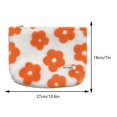 thumbnail image 3 of Plush Trendy Cosmetic Pouch with Zipper Cute Floral (Orange), 3 of 7