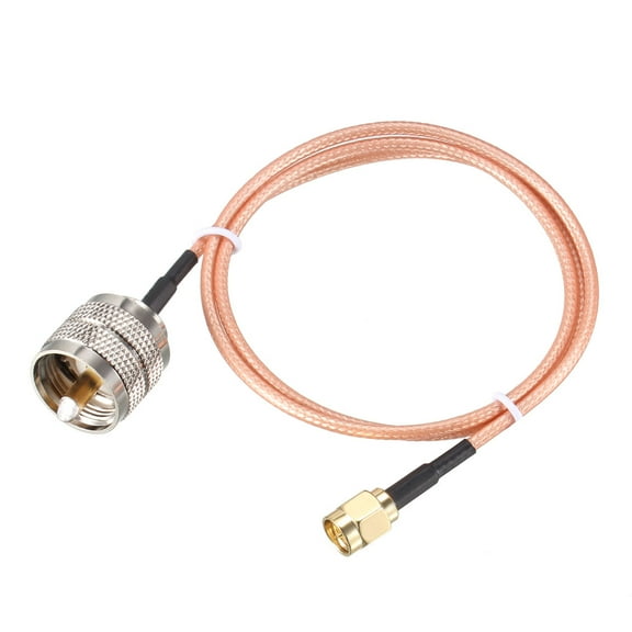 Uxcell 2Ft SMA Male to UHF Male RG316 RF Coaxial Coax Cable brass Pink
