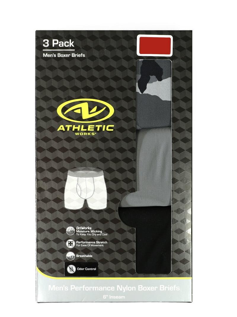Athletic Works Men's Performance Boxer Briefs Pack, Breathable