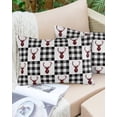 thumbnail image 6 of Pack of 2 Outdoor Pillow Covers, Merry Christmas Winter Elk Black and White Plaid Waterproof Square Throw Pillowcase Cushion Decorative Pillow Covers for Couch Patio Tent, 20x12 in, 6 of 6