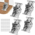 thumbnail image 1 of 4 Pack Folding Brackets, Self-Lock Hinge with Screws for Folding Table Legs, Lock Extension Support Bracket Bed Legs, Sliver, 1 of 7