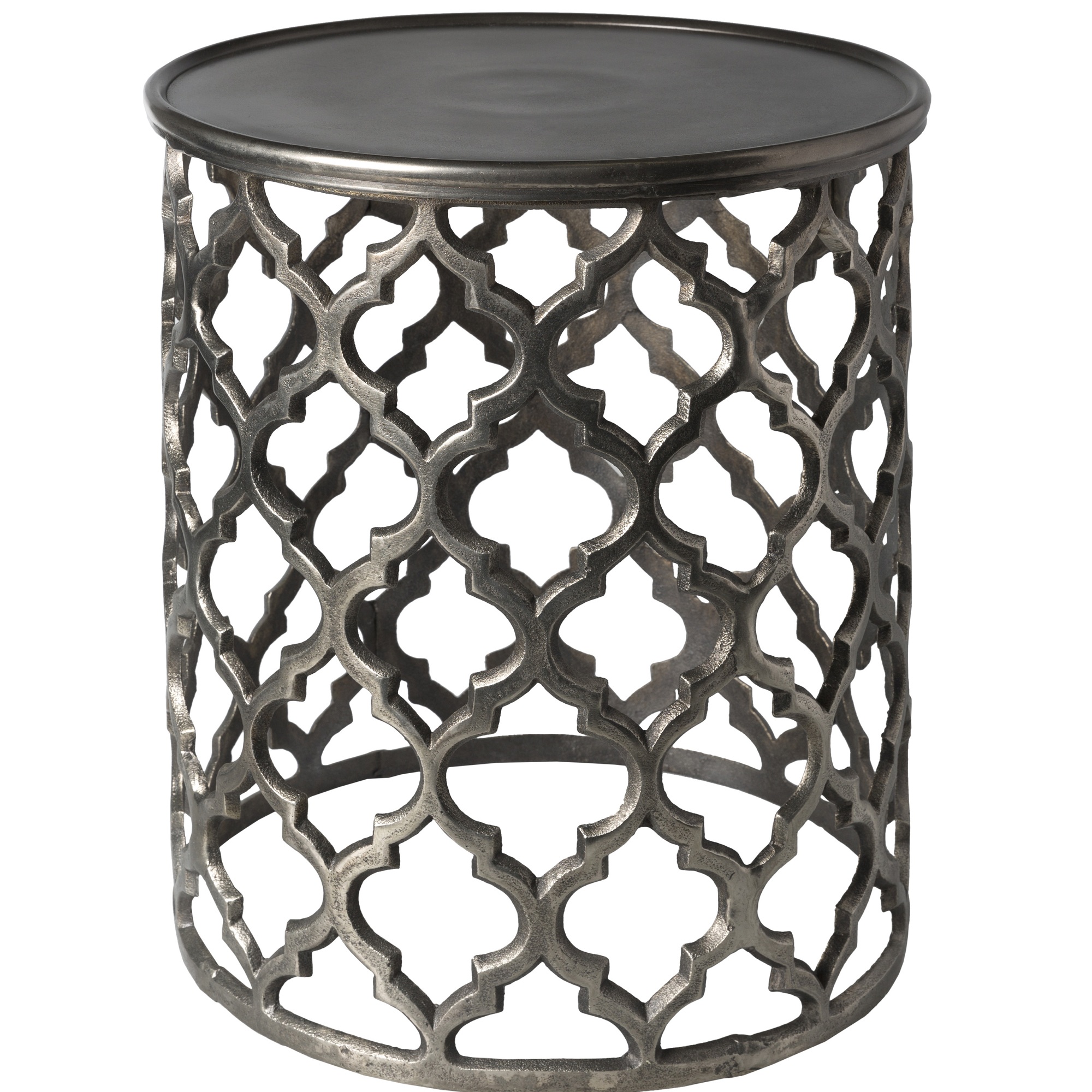 19.5" Gray Hammett Trellis Patterned Round Shaped Accent Table