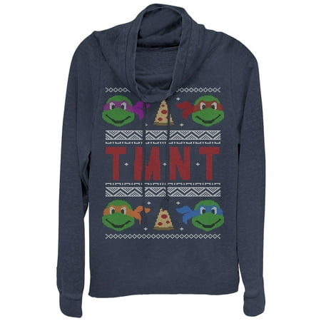 Teenage Mutant Ninja Turtles Juniors' Ugly Xmas Cowl Neck Sweatshirt
