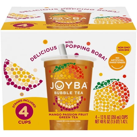 (Pack of 4) Joyba Tea Green Bubble Mango Passion Fruit 4 Pack 48 oz