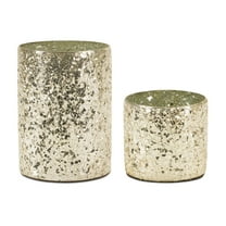 Melrose Set of 2 Gold Mosaic Candle Holders 6.75"