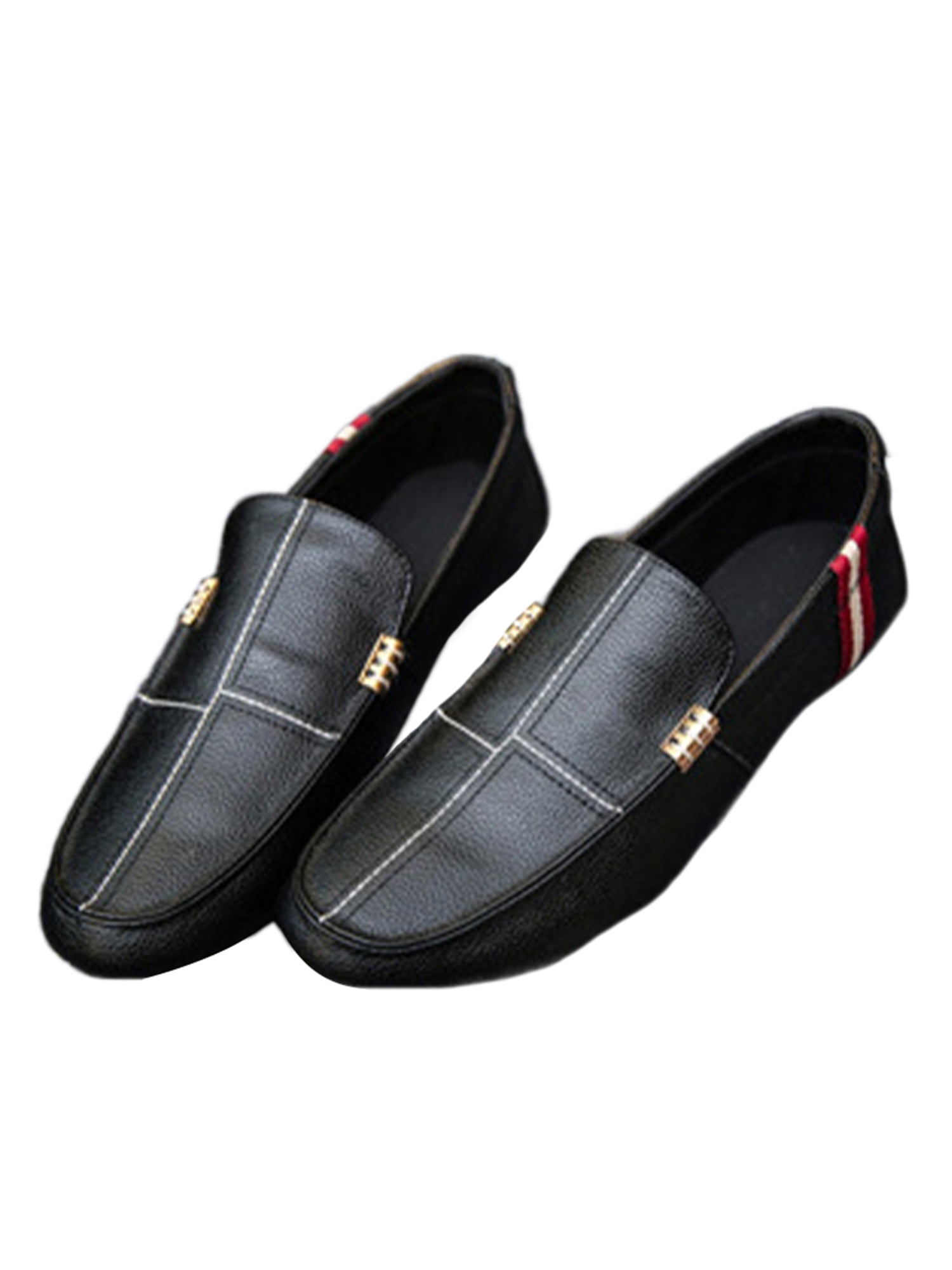 Lacyhop Mens Office Casual Leather Moccasins Men Formal Lightweight Flat Boat Shoes Classic Low Top Dress Shoe, Men's, Size: 9, Black
