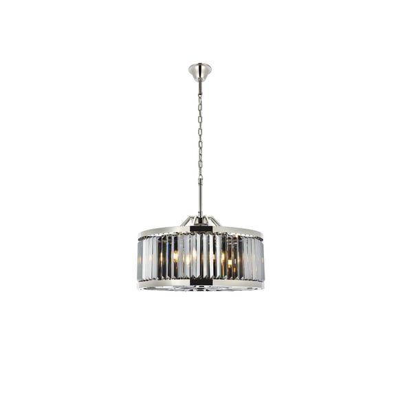 Chelsea 8 light Polished nickel Chandelier Silver Shade (Grey) Royal Cut Crystal