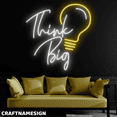 thumbnail image 2 of Craftnamesign Think Big Neon Sign, Light Bulb Wall Art, Office Business Wall Decor, 2 of 4
