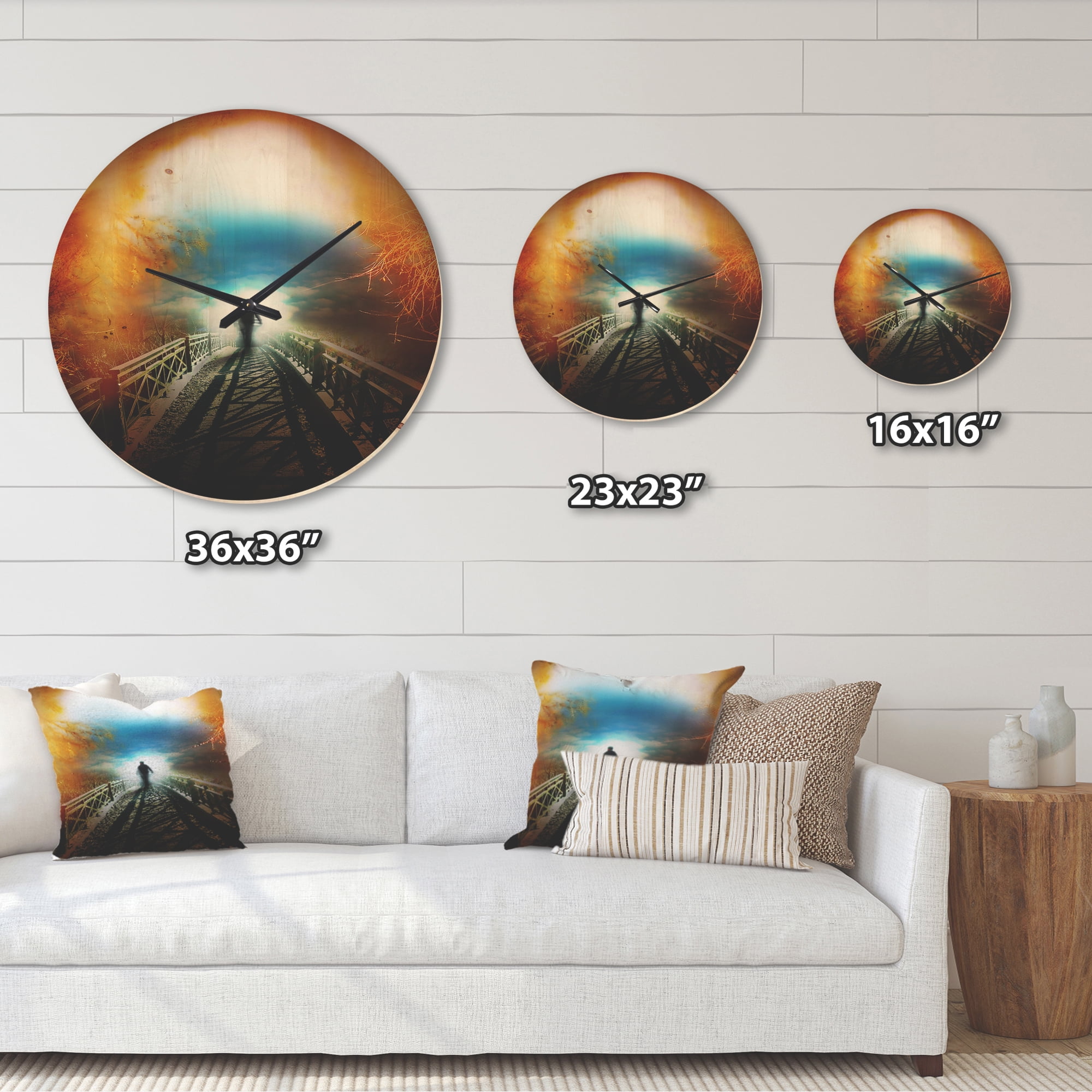 Designart 'Life after Death Large Tunnel Landscape' Modern Wood Wall Clock