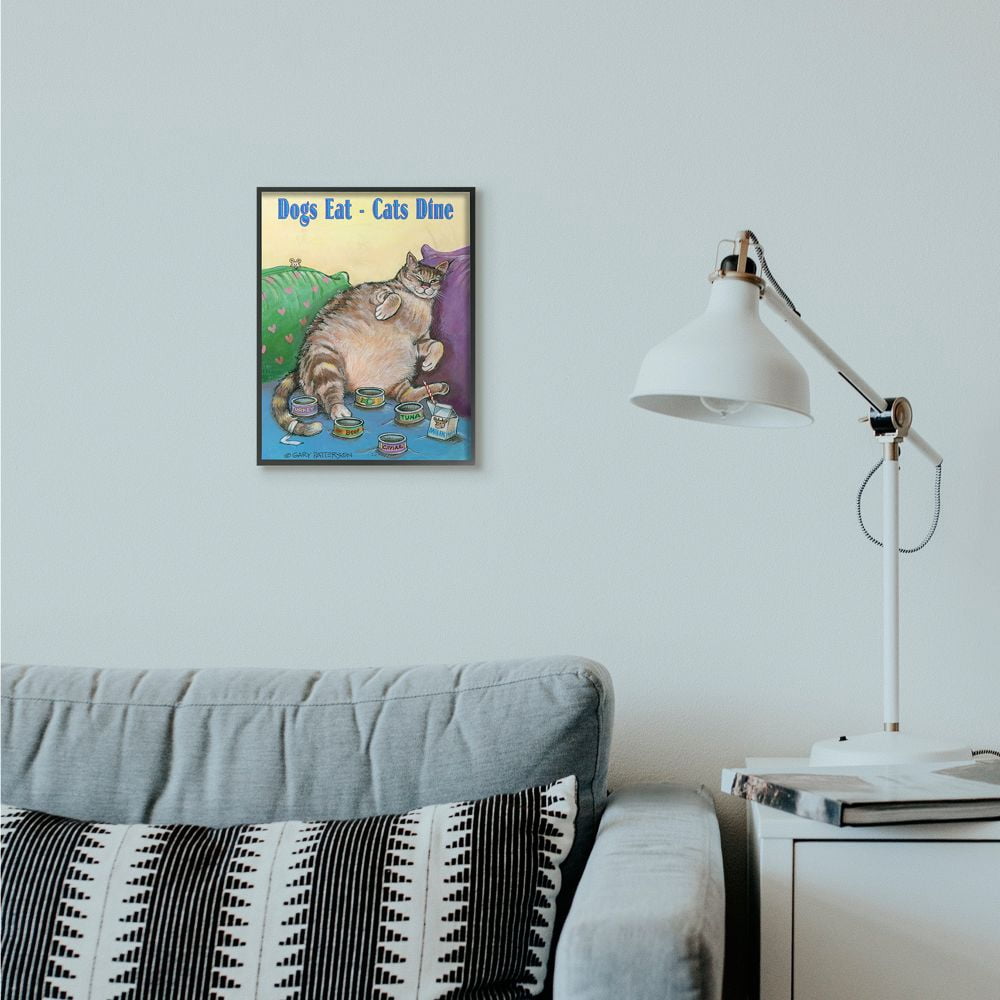 Stupell Industries Dogs Eat Cats Dine Funny Cartoon Pet Design Framed Wall Art by Gary Patterson