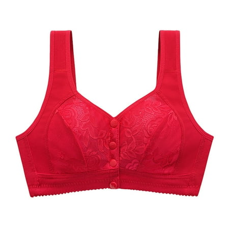 DondPO Bras for Women Thin Laceless Breathability Underwear Large Size Brater Buckle Female Bra V Neck Vest Bralette Wireless Bra No Wire Bras for Women Wireless Bras for Women Red 38 Clearance