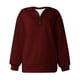 thumbnail image 4 of ICHUANYI Clearance Fashion Women Casual Pure Colour Lapel Neck Long Sleeve Loose T-Shirt Blouse Pullover Tops(Wine, XL) ICHUANYI WER2023080900337, 4 of 6