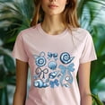 thumbnail image 5 of Blue Seashell and Bow T-Shirt, Elegant Ocean-Inspired Graphic Tee for Women, Graphite Heather, Size 2XL, 5 of 6