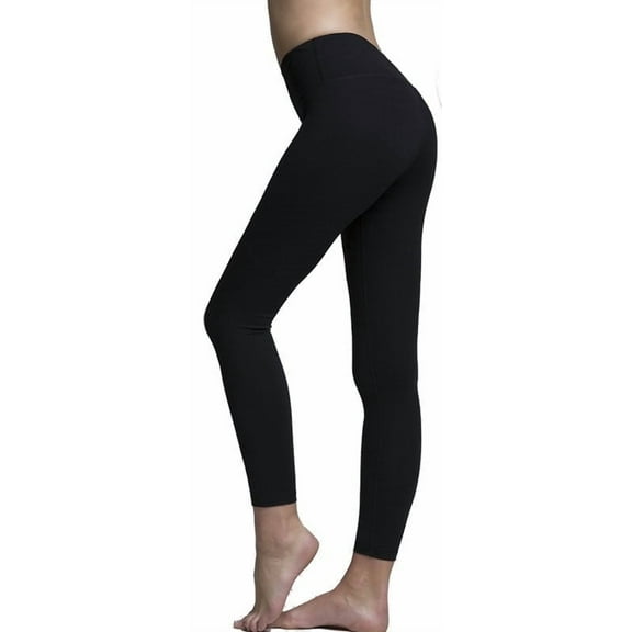 Solid Black Premium Legging with Yoga Band - Women's Plus TC