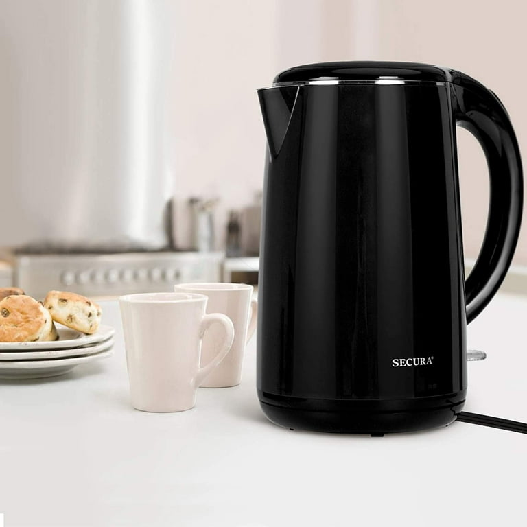 Secura SWK-1701DB The Original Stainless Steel Double Wall Electric Water  Kettle 1.8 Quart, Black Onyx 