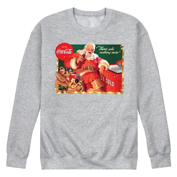 Coca-Cola - Santa at Coke Cooler - Men's Long Sleeve Crew Fleece Sweatshirt