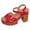 Red, variant on Rokment Womens Platform Chunky High Heels Dressy Sandals Comfortable Fashion Casual Leather Open Toe Ankle Strap Block Heeled Dress Summer Shoes for Woman Ladies Beige Size 6.5