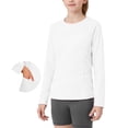 thumbnail image 2 of PWPSG Girls Spring Long Sleeve Tops Quick Dry Breathable Summer Sun Protection Shirts Casual Crewneck Workout Blouses with Pockets White 12 Years, 2 of 8
