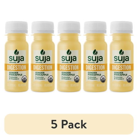 (5 pack) Suja Organic Digestion Ginger Pineapple Shot, 1.7 fl oz Bottle