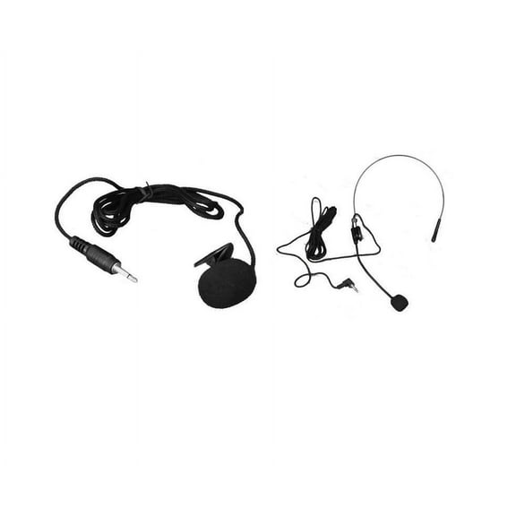 GLI PRO LVM-100 Lavalier Lapel Microphone with Headset Microphone Combo with 3.5mm Mono Plug On Each Lavalier Omnidirectional Condenser Microphone